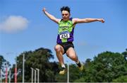 20 June 2021; Dara Looney of Killarney Valley AC, Kerry, competing in the Junior Men's Long Jump during day two of the Irish Life Health Junior Championships & U23 Specific Events at Morton Stadium in Santry, Dublin. Photo by Sam Barnes/Sportsfile