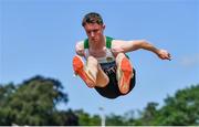 20 June 2021; Jack Hession of Tuam AC, Galway, competing in the Junior Men's Long Jump during day two of the Irish Life Health Junior Championships & U23 Specific Events at Morton Stadium in Santry, Dublin. Photo by Sam Barnes/Sportsfile