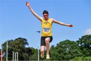20 June 2021; Tristan Chambers of Bandon AC, Cork, competing in the Junior Men's Long Jump during day two of the Irish Life Health Junior Championships & U23 Specific Events at Morton Stadium in Santry, Dublin. Photo by Sam Barnes/Sportsfile