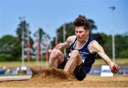 20 June 2021; Adam Turner of Belgooly AC, Cork, competing in the Junior Men's Long Jump during day two of the Irish Life Health Junior Championships & U23 Specific Events at Morton Stadium in Santry, Dublin. Photo by Sam Barnes/Sportsfile