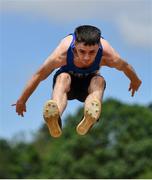 20 June 2021; Evan Hayes of Waterford AC, competing in the Junior Men's Long Jump during day two of the Irish Life Health Junior Championships & U23 Specific Events at Morton Stadium in Santry, Dublin. Photo by Sam Barnes/Sportsfile