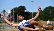 20 June 2021; Rafael Mc Caffrey of Ratoath AC, Meath, competing in the Junior Men's Long Jump during day two of the Irish Life Health Junior Championships & U23 Specific Events at Morton Stadium in Santry, Dublin. Photo by Sam Barnes/Sportsfile