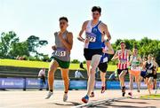 20 June 2021; Adam Condon of Raheny Shamrock AC, Dublin, left, on his way to winning the Junior Men's 1500m, ahead of Luke Duffy of Tullamore Harriers AC, Offaly, during day two of the Irish Life Health Junior Championships & U23 Specific Events at Morton Stadium in Santry, Dublin. Photo by Sam Barnes/Sportsfile