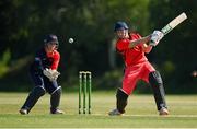 20 June 2021; Josh Manley of Munster Reds bats during the Cricket Ireland InterProvincial Trophy 2021 match between Northern Knights and Munster Reds at Pembroke Cricket Club in Dublin. Photo by Harry Murphy/Sportsfile