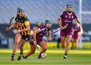 20 June 2021; Mary O'Connell of Kilkenny gets away from Róisín Black and Siobhán Gardiner, right, of Galway during the Littlewoods Ireland Camogie League Division 1 Final match between Galway and Kilkenny at Croke Park in Dublin. Photo by Piaras Ó Mídheach/Sportsfile