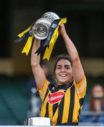 20 June 2021; Kilkenny captain Meighan Farrell lifts the cup after the Littlewoods Ireland Camogie League Division 1 Final match between Galway and Kilkenny at Croke Park in Dublin. Photo by Piaras Ó Mídheach/Sportsfile