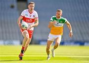 19 June 2021; Emmett Bradley of Derry in action against Anton Sullivan of Offaly during the Allianz Football League Division 3 Final match between Derry and Offaly at Croke Park in Dublin. Photo by Piaras Ó Mídheach/Sportsfile