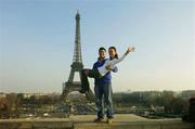 13 February 2004; Irish rugby fan Patrick Peters with his girlfriend Sarah Irwin from Dublin, in front of the Eiffel Tower, Paris, prior to tomorrows Six Nations game between France and Ireland. Picture credit; Matt Browne / SPORTSFILE *EDI*