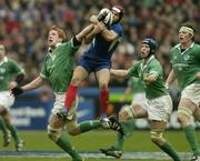 14 February 2004; Vincent Clerc, France, in action against Paul O'Connell,left, and Simon Easterby, Ireland. RBS 6 Nations Championship 2003-2004, France v Ireland, Stade de France, St. Denis, Paris, France. Picture credit; Matt Browne / SPORTSFILE *EDI*