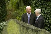 16 February 2004; Kilkenny hurling manager Brian Cody, left, in conversation with Antrim manager Dinny Cahill at the launch of the 2004 Allianz National Hurling League at the Berkeley Court Hotel, Dublin. Picture credit; Brendan Moran / SPORTSFILE *EDI*