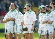 15 February 2004; The O'Loughlin Gaels players stand for the national anthem before the game. AIB All-Ireland Club Senior Hurling Championship Semi-Final, Newtownshandrum v O'Loughlin Gaels, Semple Stadium, Thurles, Co. Tipperary. Picture credit; Damien Eagers / SPORTSFILE *EDI*