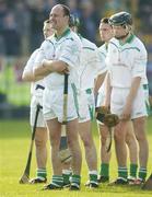 15 February 2004; Andy Comerford, O'Loughlin Gaels captain, stands for the National Anthem before the game. AIB All-Ireland Club Senior Hurling Championship Semi-Final, Newtownshandrum v O'Loughlin Gaels, Semple Stadium, Thurles, Co. Tipperary. Picture credit; Damien Eagers / SPORTSFILE *EDI*