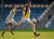 13 July 2013; Paddy Byrne, Wexford, in action against Declan Reilly, Longford. GAA Football All-Ireland Senior Championship, Round 2, Longford v Wexford, Glennon Brothers Pearse Park, Longford. Picture credit: Matt Browne / SPORTSFILE