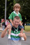 14 July 2013; Pat Horgan with, 3 year old, Tiernan, from Newcastle West, Co Limerick, before the game. Munster GAA Hurling Senior Championship Final, Limerick v Cork, Gaelic Grounds, Limerick. Picture credit: Ray McManus / SPORTSFILE