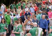 14 July 2013; Patrons supporting the minor and senior teams make their way to the games. Munster GAA Hurling Senior Championship Final, Limerick v Cork, Gaelic Grounds, Limerick. Picture credit: Ray McManus / SPORTSFILE