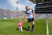 14 July 2013; Eoghan O'Gara with his 21 month old daughter Ella O'Gara after the match. Leinster GAA Football Senior Championship Final, Meath v Dublin, Croke Park, Dublin. Picture credit: Brian Lawless / SPORTSFILE