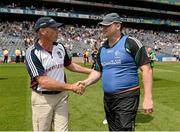 14 July 2013; Kildare manager Brian Murphy is congratulated by Westmeath manager Tommy Carr. Electric Ireland Leinster GAA Football Minor Championship Final, Kildare v Westmeath, Croke Park, Dublin. Picture credit: Matt Browne / SPORTSFILE