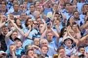 14 July 2013; A general view of Dublin supporters cheering on their side during the game. Leinster GAA Football Senior Championship Final, Meath v Dublin, Croke Park, Dublin. Picture credit: Barry Cregg / SPORTSFILE
