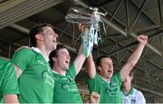 14 July 2013; Limerick's David Breen, left, Declan Hannon and Niall Moran celebrate with the cup. Munster GAA Hurling Senior Championship Final, Limerick v Cork, Gaelic Grounds, Limerick. Picture credit: Diarmuid Greene / SPORTSFILE