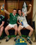 14 July 2013; Limerick players Stephen Walsh and Nickie Quaid celebrate in the dressing room. Munster GAA Hurling Senior Championship Final, Limerick v Cork, Gaelic Grounds, Limerick. Picture credit: Ray McManus / SPORTSFILE