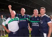 14 July 2013; The Limerick manager Joghn Allen, 2nd from left, with selectors Eamon Mescall, John Kiely and Donnach O'Donnell wait for the final whistle to be blown. Munster GAA Hurling Senior Championship Final, Limerick v Cork, Gaelic Grounds, Limerick. Picture credit: Ray McManus / SPORTSFILE