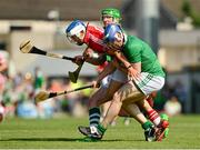 14 July 2013; Luke O'Farrell, Cork, in action against Seamus Hickey and Richie McCarthy, Limerick. Munster GAA Hurling Senior Championship Final, Limerick v Cork, Gaelic Grounds, Limerick. Picture credit: Ray McManus / SPORTSFILE