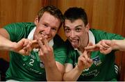 14 July 2013; Limerick's Stephen Walsh and Seanie Tobin celebrate in the dressing room. Munster GAA Hurling Senior Championship Final, Limerick v Cork, Gaelic Grounds, Limerick. Picture credit: Ray McManus / SPORTSFILE