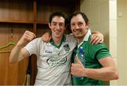 14 July 2013; Limerick players Nickie Quaid and Paudie O'Brien celebrate in the dressing room. Munster GAA Hurling Senior Championship Final, Limerick v Cork, Gaelic Grounds, Limerick. Picture credit: Ray McManus / SPORTSFILE