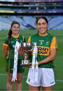 22 June 2021; Division 2 Final captains Aislinn Desmond of Kerry, right, and Shauna Ennis of Meath in attendance during the Lidl Ladies National Football League Finals captains day at Croke Park in Dublin. The Lidl Ladies National Football League Division 1 & 2 Finals take place on Saturday, June 26, at Croke Park in Dublin. Kerry play Meath in the Division 2 Final at 5pm, followed by the Division 1 Final pairing of Cork and Dublin at 7.30pm. Both games will be shown live on TG4. Photo by Brendan Moran/Sportsfile