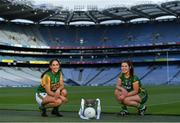 22 June 2021; Division 2 Final captains Aislinn Desmond of Kerry, left, and Shauna Ennis of Meath in attendance during the Lidl Ladies National Football League Finals captains day at Croke Park in Dublin. The Lidl Ladies National Football League Division 1 & 2 Finals take place on Saturday, June 26, at Croke Park in Dublin. Kerry play Meath in the Division 2 Final at 5pm, followed by the Division 1 Final pairing of Cork and Dublin at 7.30pm. Both games will be shown live on TG4. Photo by Brendan Moran/Sportsfile