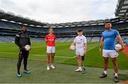 21 June 2021; SuperValu has launched its ‘Bring It On’ campaign with the target of increasing participation in GAA sports among people from diverse backgrounds by 30% by 2025. 2021 marks SuperValu’s 12th year of sponsoring the All-Ireland Senior Football Championship and it will be focusing on the importance of diversity and inclusion in the GAA and the wider community. Pictured at the launch at Croke Park in Dublin, are from left, Westmeath footballer Boidu Sayeh, Cork ladies footballer Ciara O'Sullivan, SuperValu ambassador Conor Dufficy, from Moate, Westmeath, and Ballaghaderreen footballer Shairoze Akram. Photo by Ramsey Cardy/Sportsfile