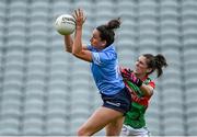 12 June 2021; Niamh McEvoy of Dublin in action against Orla Conlon of Mayo during the Lidl Ladies National Football League Division 1 semi-final match between Dublin and Mayo at LIT Gaelic Grounds in Limerick. Photo by Piaras Ó Mídheach/Sportsfile