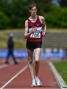 20 June 2021; Andrew Glennon of Mullingar Harriers AC, Westmeath, competing in the Junior Men's 5km Walk during day two of the Irish Life Health Junior Championships & U23 Specific Events at Morton Stadium in Santry, Dublin. Photo by Sam Barnes/Sportsfile