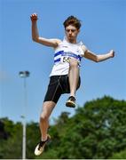 20 June 2021; Eoghan McGrath of Celbridge AC, Kildare, competing in the Junior Men's Long Jump during day two of the Irish Life Health Junior Championships & U23 Specific Events at Morton Stadium in Santry, Dublin. Photo by Sam Barnes/Sportsfile