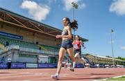 20 June 2021; Kate Nurse of UCD. AC, Dublin, crosses the line after competing in the Under 23 Women's 1500m during day two of the Irish Life Health Junior Championships & U23 Specific Events at Morton Stadium in Santry, Dublin. Photo by Sam Barnes/Sportsfile