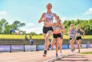 20 June 2021; Siobhan Whelan of Clonmel AC, Tipperary, leads the field on her way to winning the Junior Women's 1500m during day two of the Irish Life Health Junior Championships & U23 Specific Events at Morton Stadium in Santry, Dublin. Photo by Sam Barnes/Sportsfile