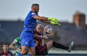 21 June 2021; Shamrock Rovers goalkeeper Alan Mannus in action against Georgie Kelly of Bohemians during the SSE Airtricity League Premier Division match between Bohemians and Shamrock Rovers at Dalymount Park in Dublin. Photo by Seb Daly/Sportsfile