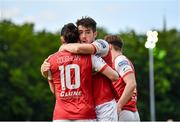 21 June 2021; Ronan Coughlan of St Patrick's Athletic celebrates with Lee Desmond after scoring his side's first goal during the SSE Airtricity League Premier Division match between St Patrick's Athletic and Finn Harps at Richmond Park in Dublin. Photo by Harry Murphy/Sportsfile