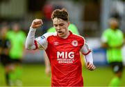 21 June 2021; Alfie Lewis of St Patrick's Athletic celebrates after scoring his side's fourth goal during the SSE Airtricity League Premier Division match between St Patrick's Athletic and Finn Harps at Richmond Park in Dublin. Photo by Harry Murphy/Sportsfile