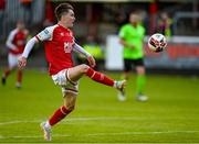 21 June 2021; Alfie Lewis of St Patrick's Athletic shoots to score his side's fourth goal during the SSE Airtricity League Premier Division match between St Patrick's Athletic and Finn Harps at Richmond Park in Dublin. Photo by Harry Murphy/Sportsfile