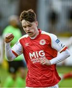 21 June 2021; Alfie Lewis of St Patrick's Athletic celebrates after scoring his side's fourth goal during the SSE Airtricity League Premier Division match between St Patrick's Athletic and Finn Harps at Richmond Park in Dublin. Photo by Harry Murphy/Sportsfile