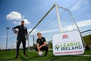 22 June 2021; Derry City technical director Paddy McCourt, left, and Shamrock Rovers academy director Shane Robinson during a EA SPORTS National Underage League Media Day at FAI Headquarters in Abbotstown, Dublin. Photo by Stephen McCarthy/Sportsfile