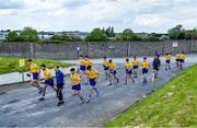 30 May 2021; The Roscommon team make their way to the pitch from the dressing rooms before the Allianz Football League Division 1 South Round 3 match between Roscommon and Kerry at Dr Hyde Park in Roscommon. Photo by Brendan Moran/Sportsfile