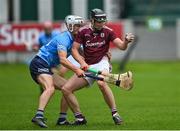 23 June 2021; Dylan Shaughnessy of Galway in action against Darach McBride of Dublin during the 2020 Bord Gáis Energy Leinster Under 20 Hurling Championship Final match between Dublin and Galway at Bord na Móna O'Connor Park in Tullamore, Offaly. Photo by Piaras Ó Mídheach/Sportsfile