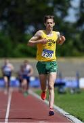 20 June 2021; Fionn Harrington of Bandon AC, Cork, on his way to winning the Junior Men's 3km Steeplechase during day two of the Irish Life Health Junior Championships & U23 Specific Events at Morton Stadium in Santry, Dublin. Photo by Sam Barnes/Sportsfile