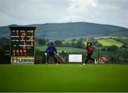 25 June 2021; Mark Adair of Northern Knights bowls during the Cricket Ireland InterProvincial Trophy 2021 match between North West Warriors and Northern Knights at Bready Cricket Club in Magheramason, Tyrone. Photo by Harry Murphy/Sportsfile