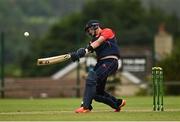 25 June 2021; Mark Adair of Northern Knights bats during the Cricket Ireland InterProvincial Trophy 2021 match between North West Warriors and Northern Knights at Bready Cricket Club in Magheramason, Tyrone. Photo by Harry Murphy/Sportsfile