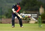 25 June 2021; Neil Rock of Northern Knights bats during the Cricket Ireland InterProvincial Trophy 2021 match between North West Warriors and Northern Knights at Bready Cricket Club in Magheramason, Tyrone. Photo by Harry Murphy/Sportsfile