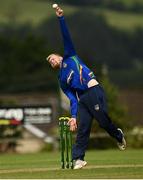 25 June 2021; Ross Allen of North West Warriors bowls during the Cricket Ireland InterProvincial Trophy 2021 match between North West Warriors and Northern Knights at Bready Cricket Club in Magheramason, Tyrone. Photo by Harry Murphy/Sportsfile