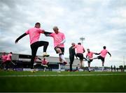 25 June 2021; Dundalk players warm up before the SSE Airtricity League Premier Division match between Dundalk and Derry City at Oriel Park in Dundalk, Louth. Photo by Stephen McCarthy/Sportsfile